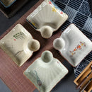 Axya Japanese Ceramic Dumpling Plate Set with Vinegar and Soy Sauce Dishes