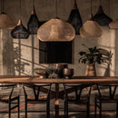 Axyaa Rattan Pendant Lamp: Vintage Handmade LED Lighting for Kitchen, Dining Room