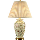 Axyaa Retro Country Ceramic Table Lamp with Flower and Bird Design