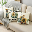 Axyaa Grey Pumpkin Sunflowers White Throw Pillowcase for Home Decor