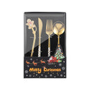 Axyaa Christmas Stainless Steel Cutlery Set Golden Straw Gift Box