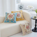 Axyaa Chenille Vintage Ivory Floral Embroidered Throw Pillow Cover