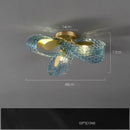 Axyaa Blue Flower Chandelier: LED Modern Home Decor Hanging Lamp for Luxury Living Room