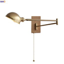 Axyaa Canopy LED Wall Light Pull Chain Switch Walnut Ash Wood Sconce