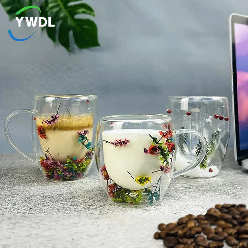 Axya Double Wall Glass Coffee Mugs - Insulated Cup for Hot & Cold Beverages