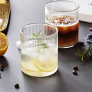 Axyaa Striped Glass Cups: Vintage Cocktail Glassware for Lattes & Iced Coffee