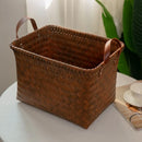 Axyaa Brown Rattan Weave Dirty Clothes Basket 38cm - Portable Home Storage Basket