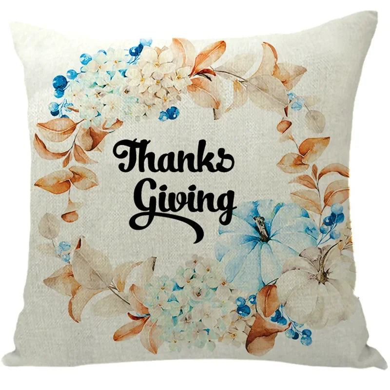 Axyaa Autumn Pumpkin Cushion Cover 18x18 Inches - Modern Thanksgiving Decor Pillowcase