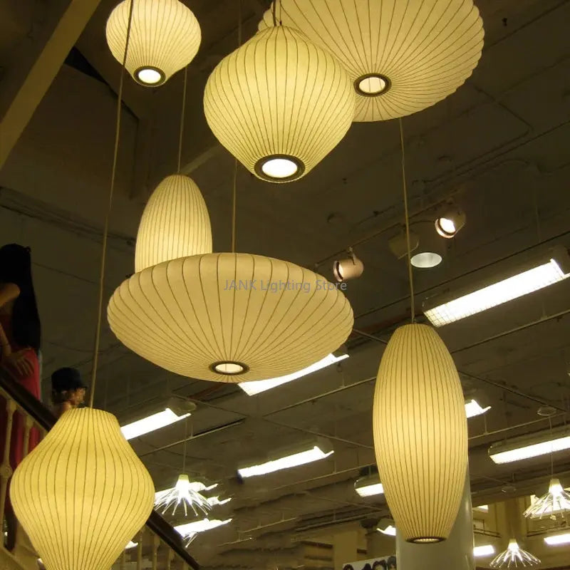 Axyaa Silk White Pendant Lamp for Dining Kitchen Island LED E27