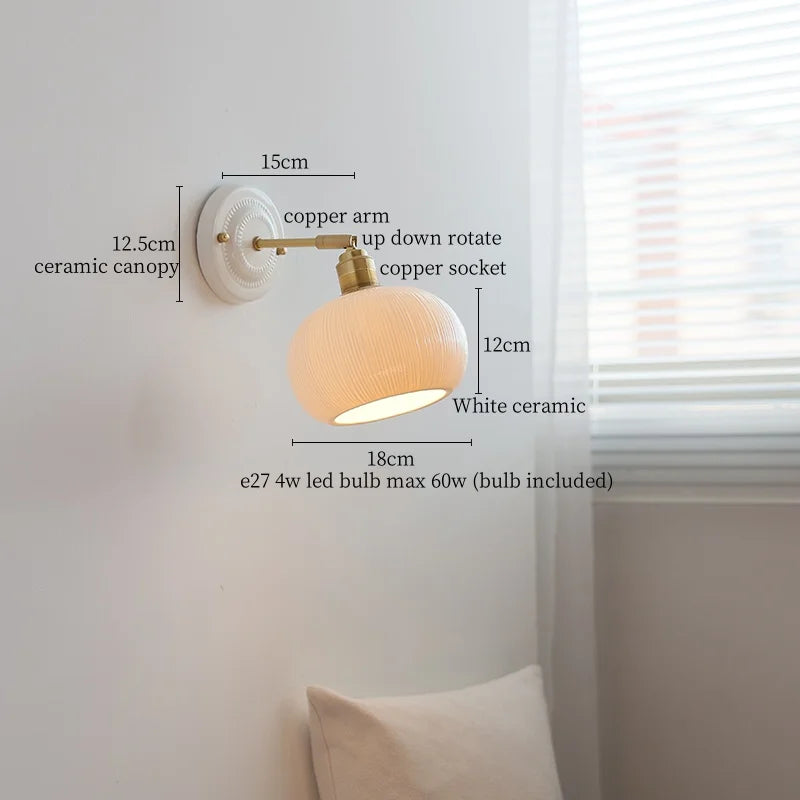 Axyaa Ceramic Pumpkin LED Wall Light - Nordic Minimalism Wandlamp