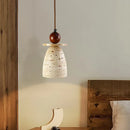 Axyaa Yellow Travertine Wood Pendant Light, LED Hanging Lamp for Dinging Living Room
