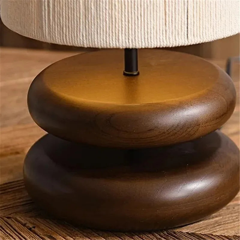 Axyaa Solid Wood Table Lamp: Japanese Style Bedside Ambient Light for Bedroom or Living Room