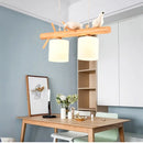 Axyaa Nordic Wood Birds Chandelier: Log Style Lighting Fixtures for Home Decor