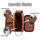 Axyaa Men's Vintage Style PU Leather Toiletry Bag With Hanging Hook
