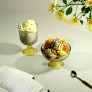 Axyaa Short Stemmed Glassware Grey Yellow Ice Cream Cup Fine Decor