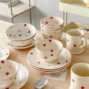 Axyaa Heart Ceramic Dinnerware Set, Plate, Bowl, Mug - Japanese Love, Valentine Gift