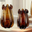 Amber Crystal Vase by Axyaa - Hydroponic Dried Flower Arrangement & Decorative Crafts