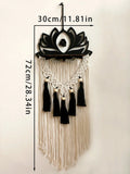 Lotus Macrame Crystal Shelf & Wooden Wall Shelves by Axyaa - Boho Floating Decor