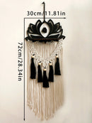 Lotus Macrame Crystal Shelf & Wooden Wall Shelves by Axyaa - Boho Floating Decor