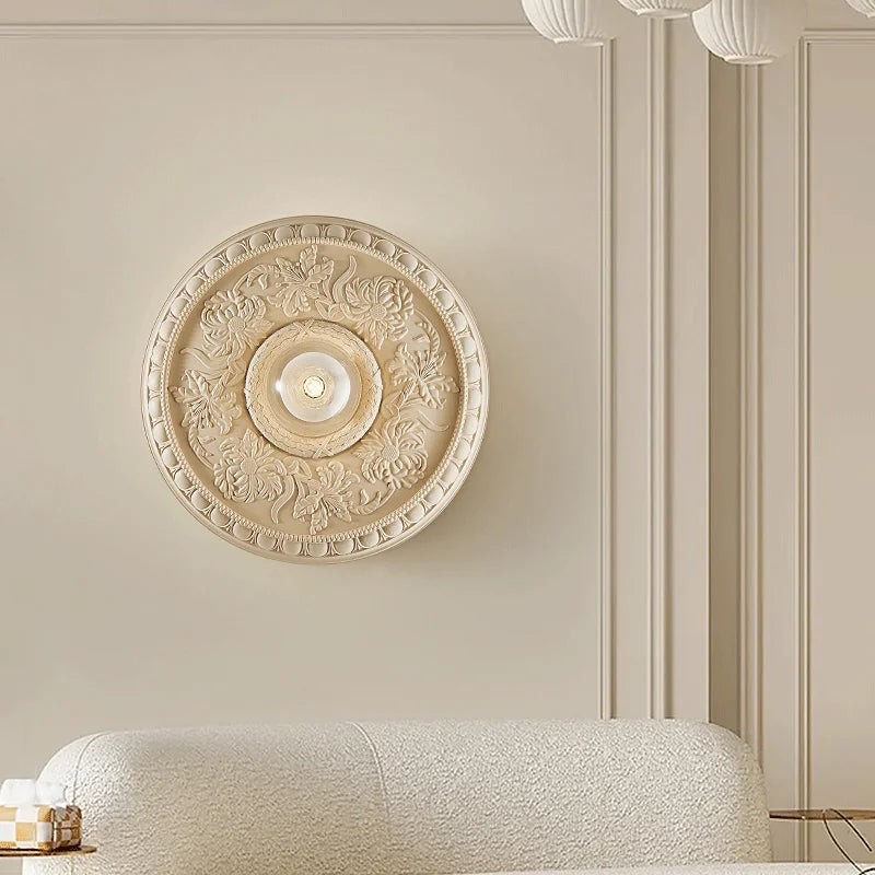 Axyaa White Glass Bedside Wall Lamp - High-End Retro Bedroom Sconce