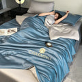 Axyaa Luxury Embroidery Summer Blanket - Lightweight Cooling Quilt - Soft Skin-friendly Comforter