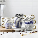 Axya Geometric Pattern Ceramic Coffee Mug Set