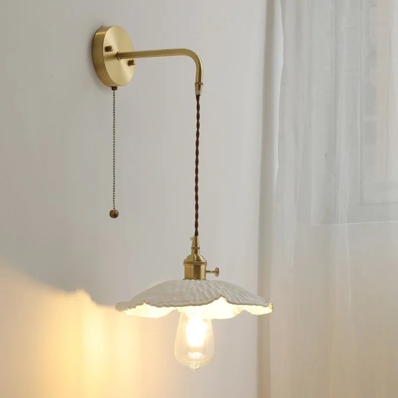 Axyaa Ceramic Copper LED Wall Lamp Sconce - Nordic Stair Light Fixture