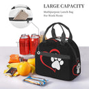 Axyaa Red Love Heart Insulated Lunch Bag with Shoulder Strap - Puppy Paw Theme