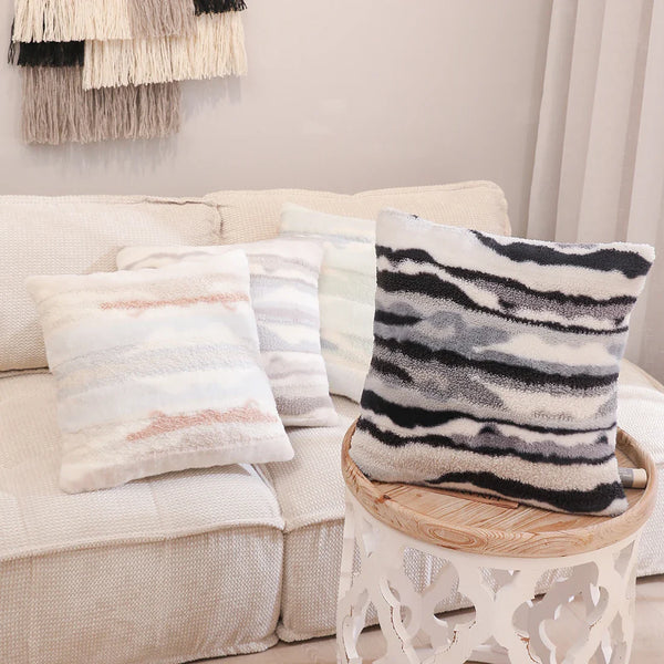 Axyaa Plush Gradient Rabbit Fur Cushion Cover 45x45cm for Sofa Living Room