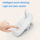 Axyaa Dual-head Clip-On Desk Lamp with Touch Control, Dimmable Light, Phone Holder