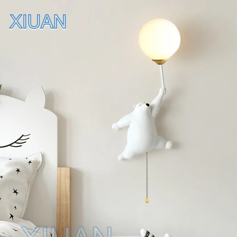 Axyaa Bear Wall Lamp for Kids Bedroom with 3D Moon Lighting