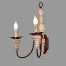 Axyaa Retro French Double Head Wall Sconce Solid Wood Iron Lamp for Bedroom