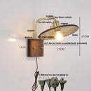 Axyaa Rotating LED Wall Light Fixture - Wood and Copper Bedside Lamp