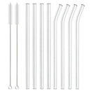 Axyaa Glass Straws Set of 8 | Reusable Colorful Eco-friendly Drinkware