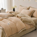 Axyaa 2024 Solid Color Milk Fleece 4-Piece Set with Wide Edge Craft & Flannel Quilt Cover