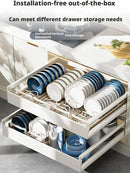 Stainless Steel Dish Storage Rack by Axyaa - Organize Kitchen Cabinet Drawer with Ease