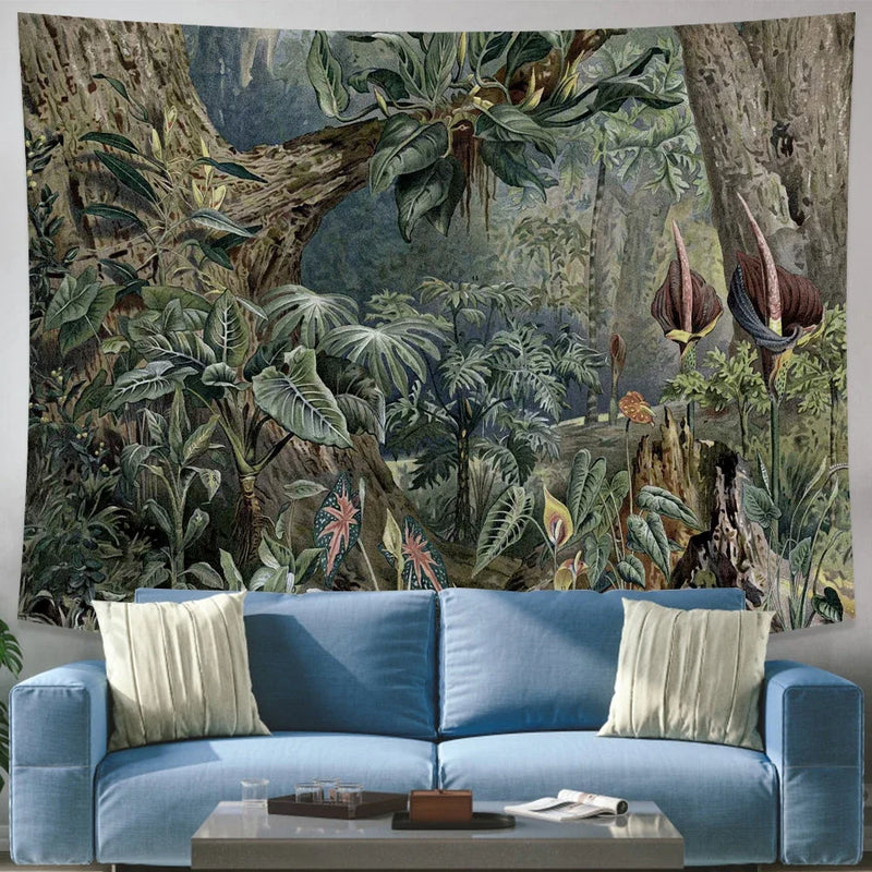 Tropical Banana Tree Tapestry Wall Hanging by Axyaa - Boho Dorm Decor & Hippie Rug