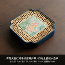Axyaa Hand-painted Lotus Pot Holder Gaiwan Tea Tray Coasters