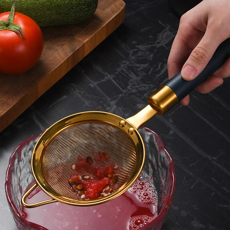 Axyaa Stainless Steel Green Handle Strainer Colander - Kitchen Essentials