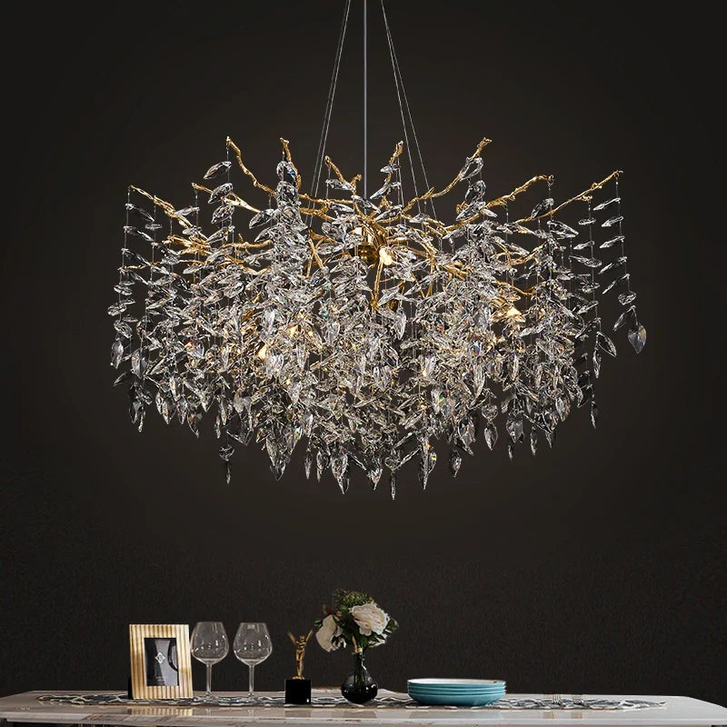 Axyaa Nordic Silver Crystal Chandelier Pendant Light - Elegant Luxury Design