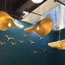 Axyaa Gold Foil Pendant Light: Luxury Nordic UFO Fixture for Designer Living Room
