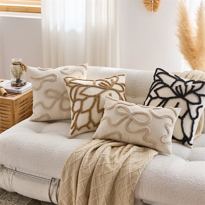 Axyaa Chenille Tufted Throw Pillow Cover for Sofa Living Room - Nordic Style