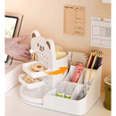 Axyaa Bear Desktop Organizer: 360° Rotating Storage Drawer for Stationery, Cosmetics, and Lipstick