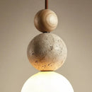 Axyaa Nordic LED Pendant Light with Yellow Stone White Glass - Modern Kitchen Bedside Fixture
