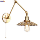 Axyaa Gold Industrial LED Wall Lamp with Pull Chain Switch - Vintage Style