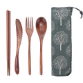 Axyaa Wooden Cutlery Set 4pcs with Pouch, Ideal for Home, Travel, Camping
