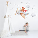 Axyaa Bear Airplane Wall Stickers for Kids Room - Cute Animals Nursery Decals