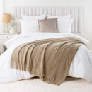 Axyaa Caramel Knit Throw Blanket for Bed Couch Chair Plaid Lightweight Home Decor