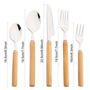 Axyaa Bamboo Handle Cutlery Set Stainless Steel Flatware Dinnerware Kitchen Tableware