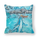 Axyaa Ocean Blue Whale Throw Pillow Cover, 45x45CM, Sea Fish Decor Pillows